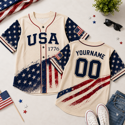Personalized USA 1776 Baseball Jersey, Custom Name And Number