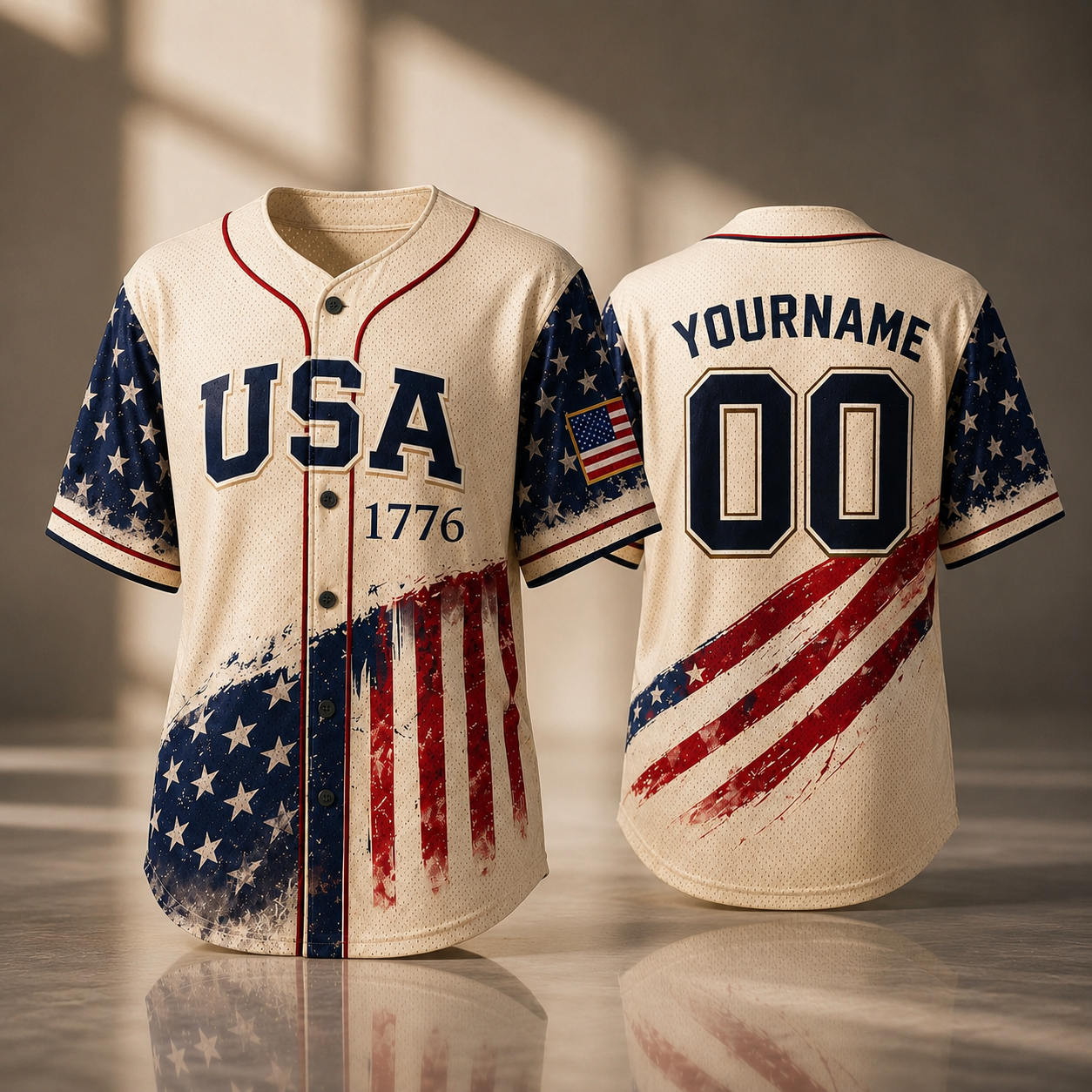 Personalized USA 1776 Baseball Jersey, Custom Name And Number