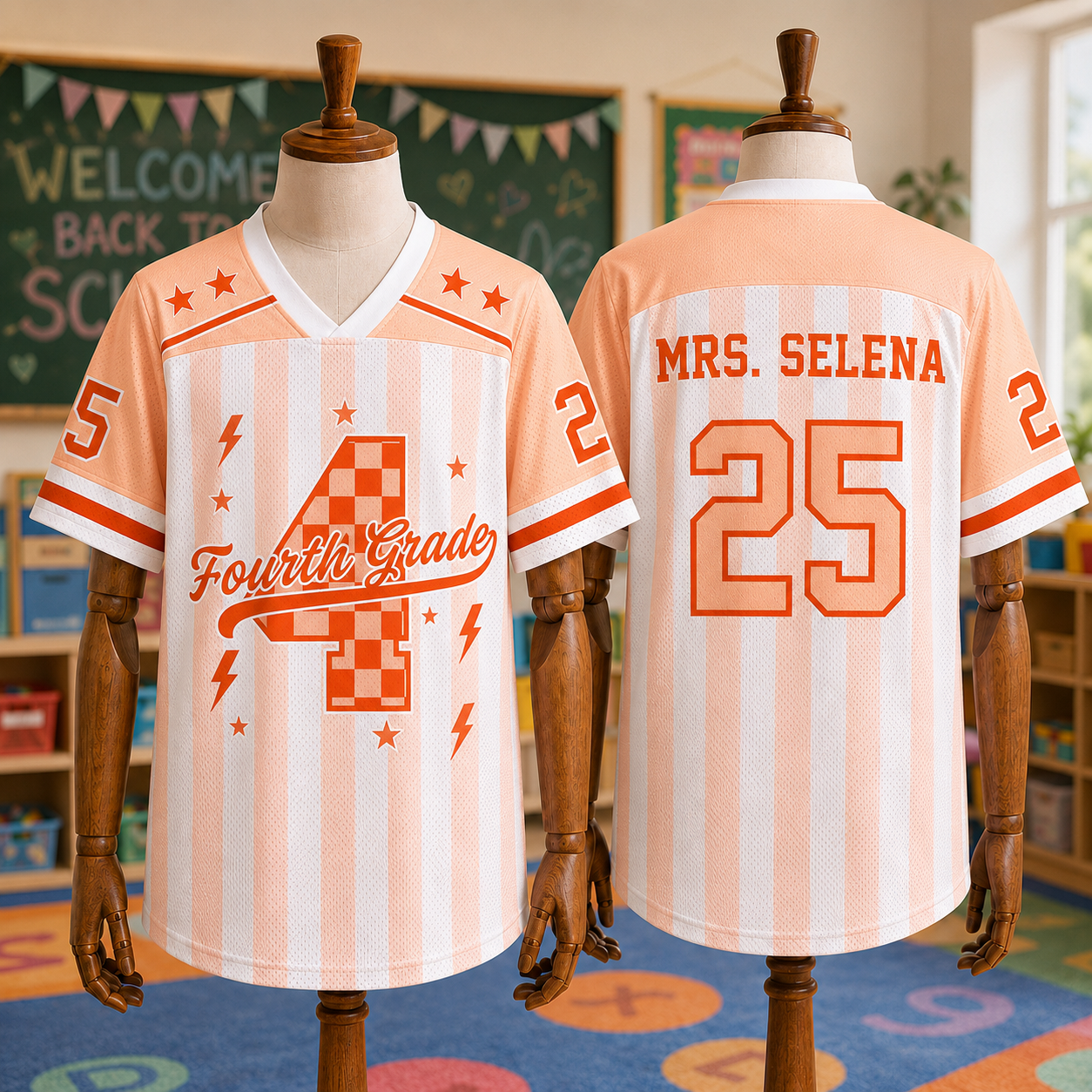 Custom Teacher Mesh Football Jersey, Personalized Back To School