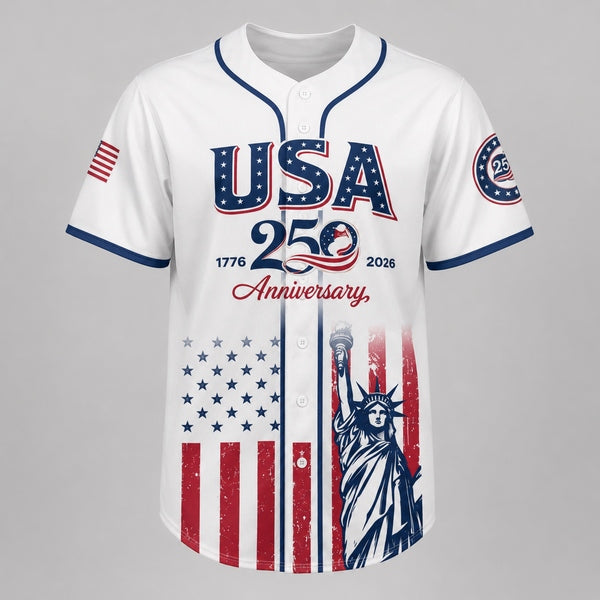 USA 250th Anniversary Baseball Jersey, Patriotic Statue of Liberty 1776-2026 Unisex Shirt