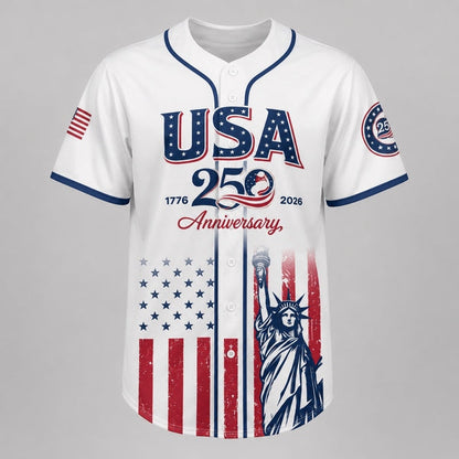 USA 250th Anniversary Baseball Jersey, Patriotic Statue of Liberty 1776-2026 Unisex Shirt