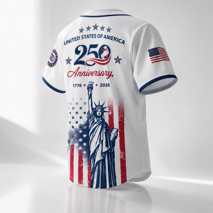 USA 250th Anniversary Baseball Jersey, Patriotic Statue of Liberty 1776-2026 Unisex Shirt