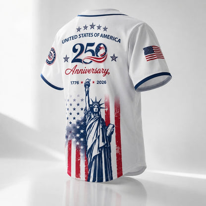 USA 250th Anniversary Baseball Jersey, Patriotic Statue of Liberty 1776-2026 Unisex Shirt