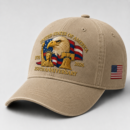 American 250 Years Bald Eagle Cap – USA Patriotic Trucker Hat Gift