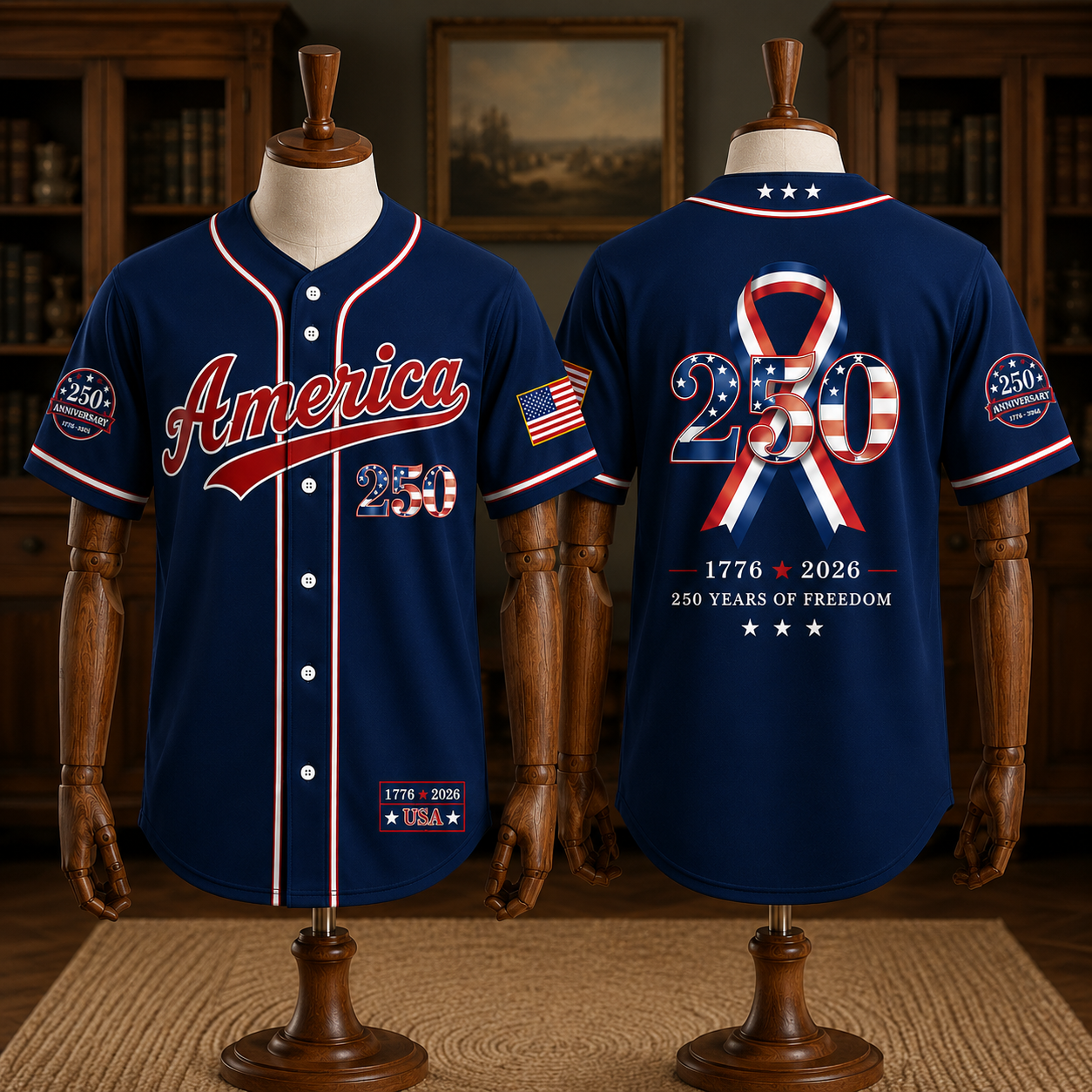 USA 250th Anniversary Baseball Jersey, Patriotic Statue of Liberty 1776-2026 Unisex Shirt