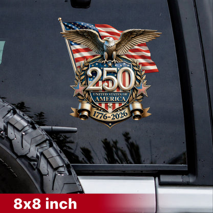 USA 250th Anniversary Eagle and Flag Decal for Car, Truck, Laptop & More
