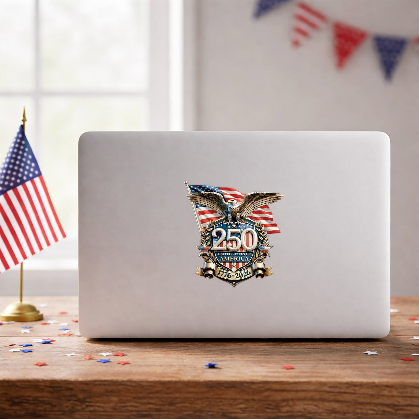 USA 250th Anniversary Eagle and Flag Decal for Car, Truck, Laptop & More