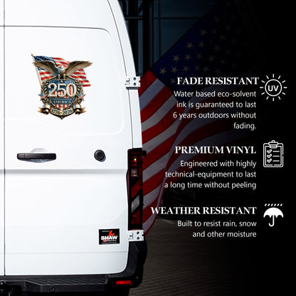 USA 250th Anniversary Eagle and Flag Decal for Car, Truck, Laptop & More