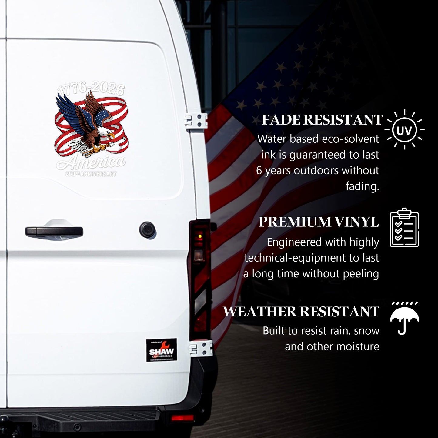 America Eagle Ribbon 1776–2026 Patriotic Decal