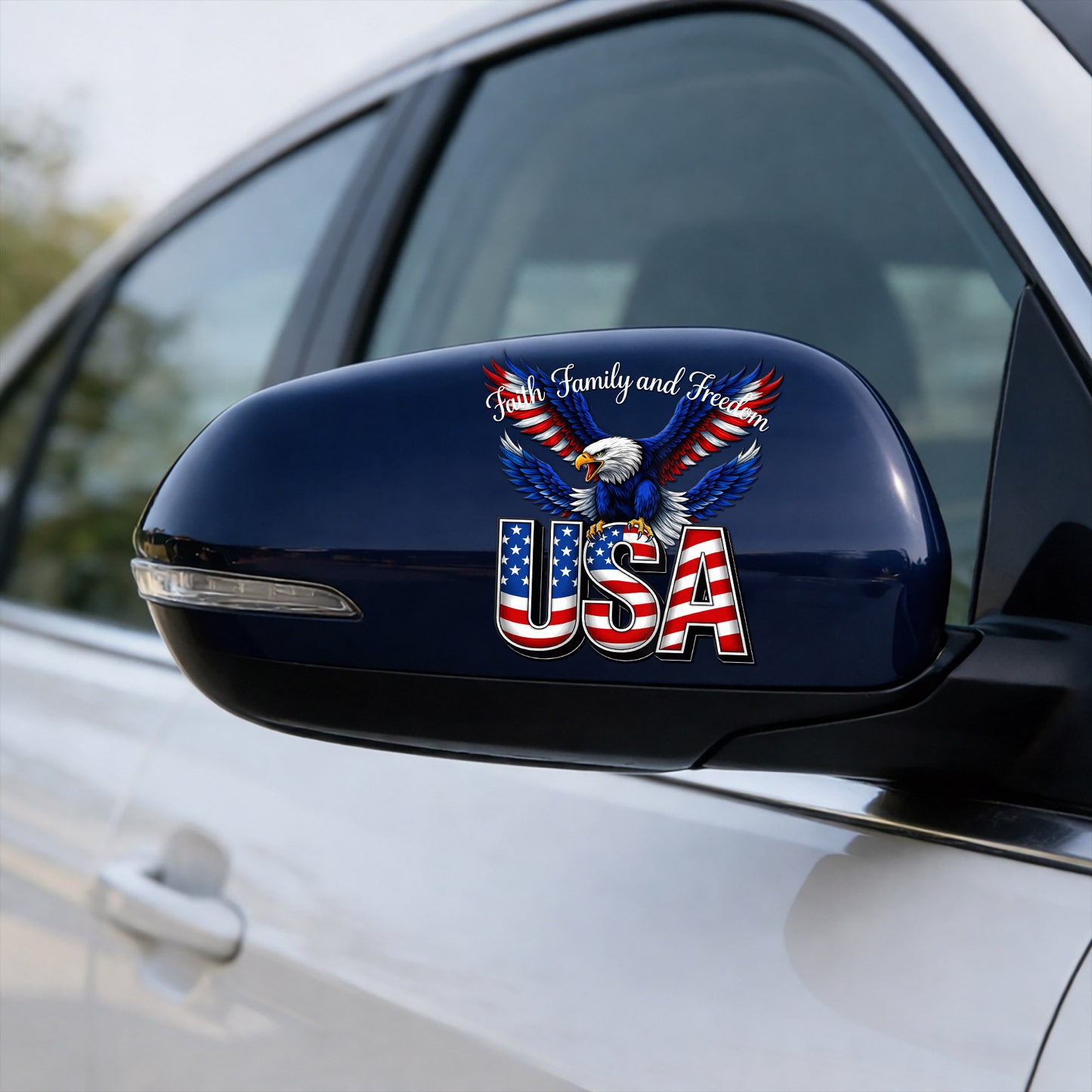 Faith, Family, and Freedom USA Eagle Decal for Car, Truck, Bottle, Laptop & More