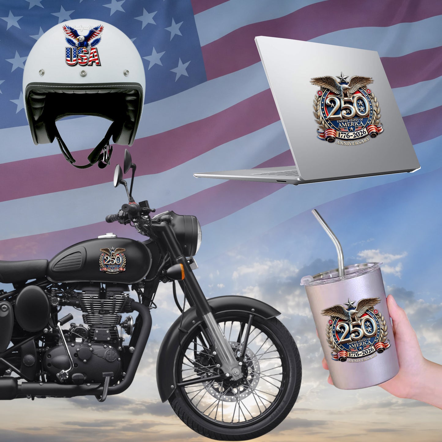 Faith, Family, and Freedom USA Eagle Decal for Car, Truck, Bottle, Laptop & More
