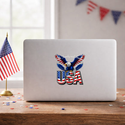 Faith, Family, and Freedom USA Eagle Decal for Car, Truck, Bottle, Laptop & More