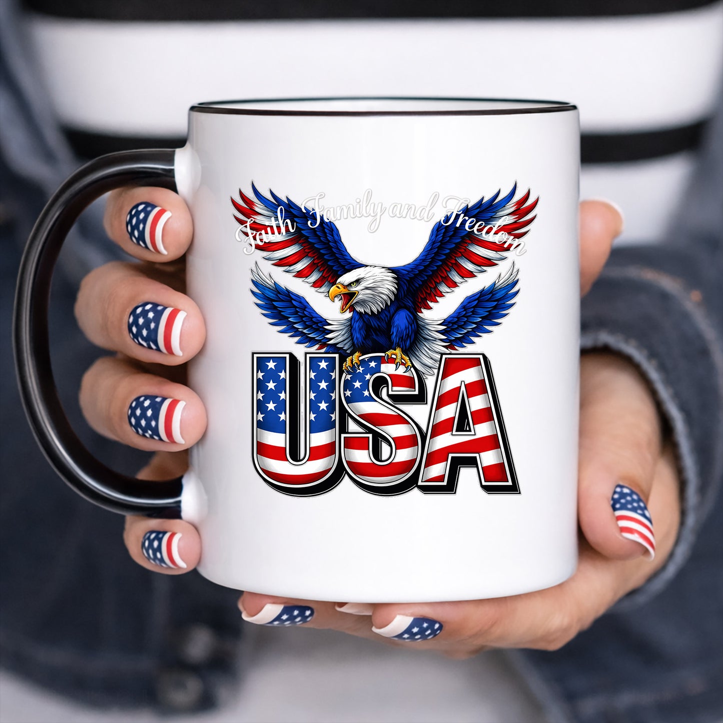 Faith, Family, and Freedom USA Eagle Decal for Car, Truck, Bottle, Laptop & More