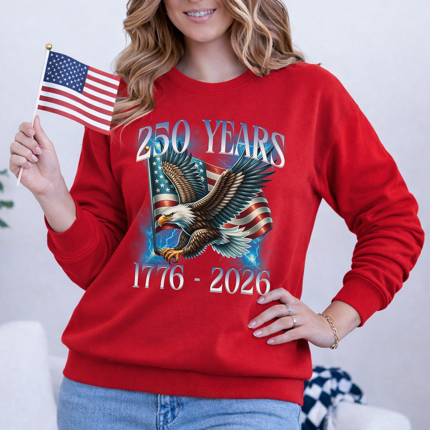 America 250th Anniversary Eagle Flag – America 250th Anniversary – Unisex Tshirt Gildan / Tshirt Comfort / V-neck/ Hoodie / Sweatshirt