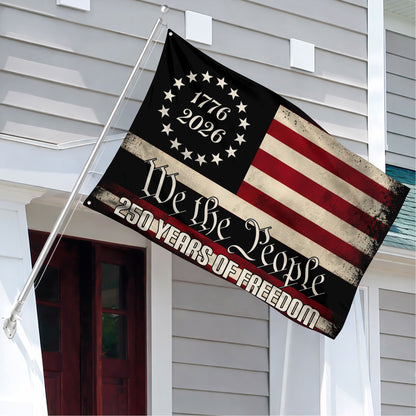 Vintage Black USA 250, We The People (1776–2026)- House Flag/Garden Flag