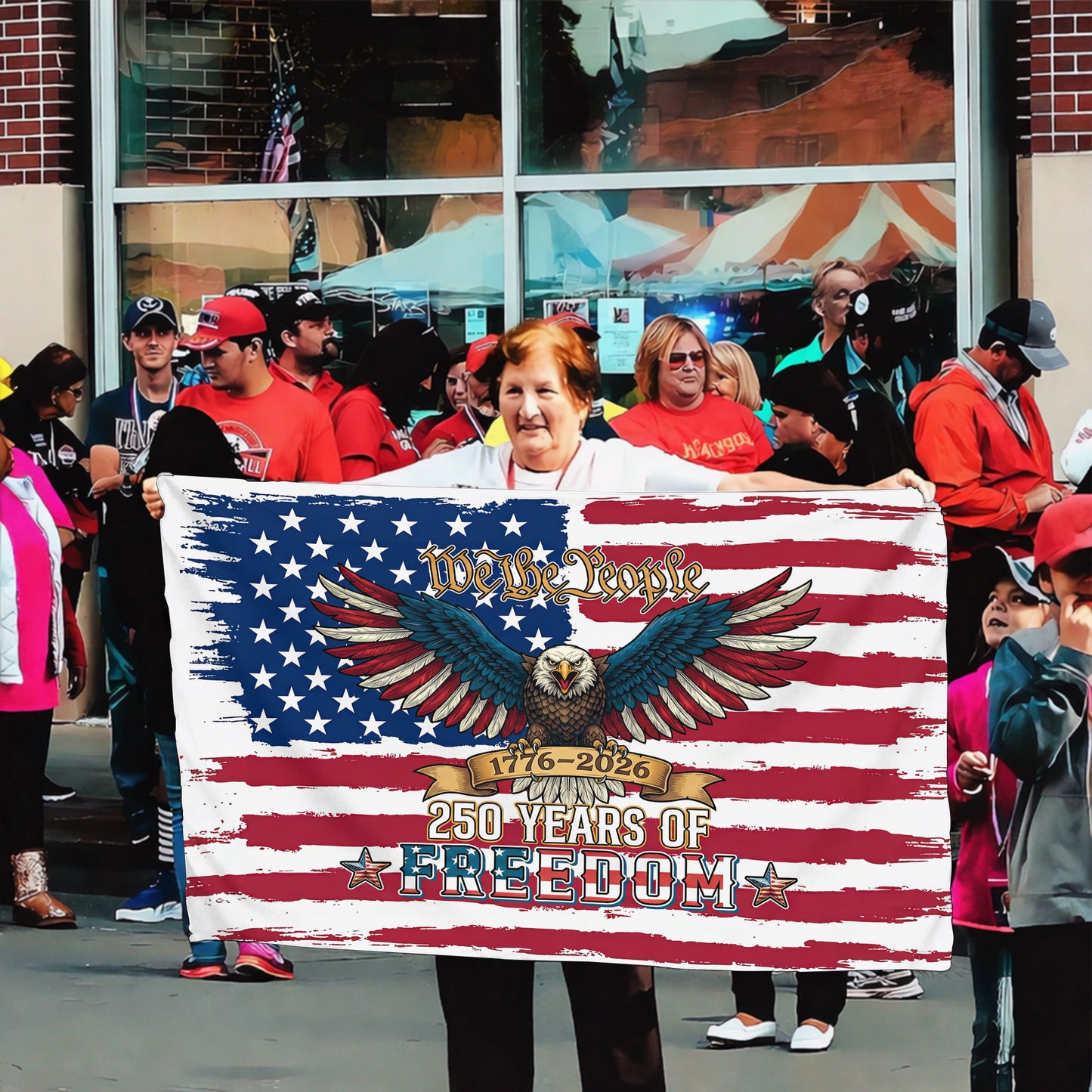 We The People 250 Years of Freedom 1776–2026 Patriotic Eagle - House Flag/Garden Flag