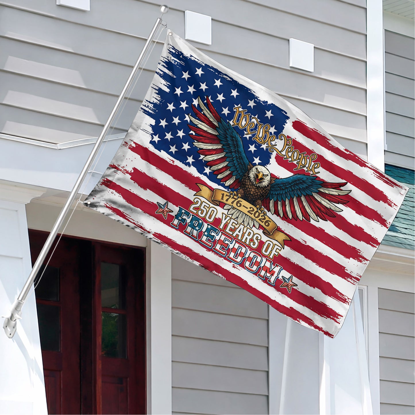 We The People 250 Years of Freedom 1776–2026 Patriotic Eagle - House Flag/Garden Flag