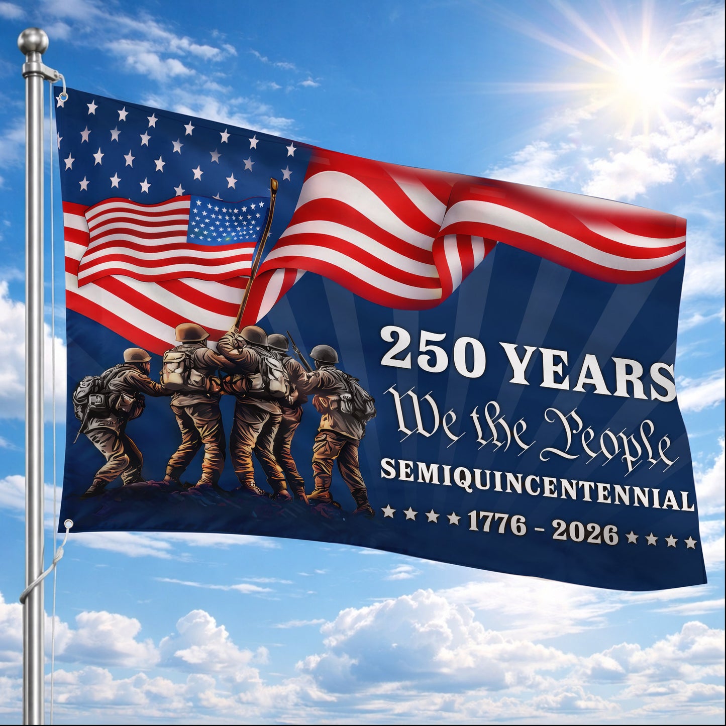 250 Years We The People Semiquincentennial 1776–2026 Military Tribute - House Flag/Garden Flag