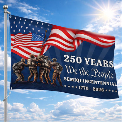 250 Years We The People Semiquincentennial 1776–2026 Military Tribute - House Flag/Garden Flag