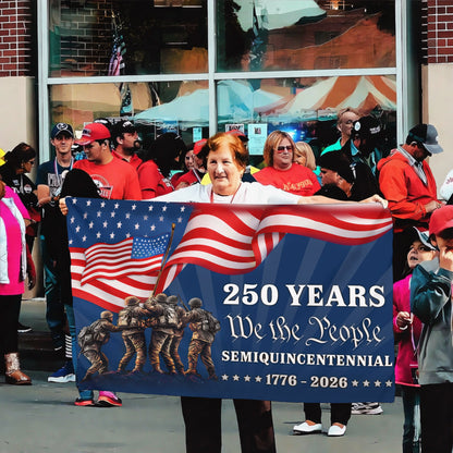 250 Years We The People Semiquincentennial 1776–2026 Military Tribute - House Flag/Garden Flag