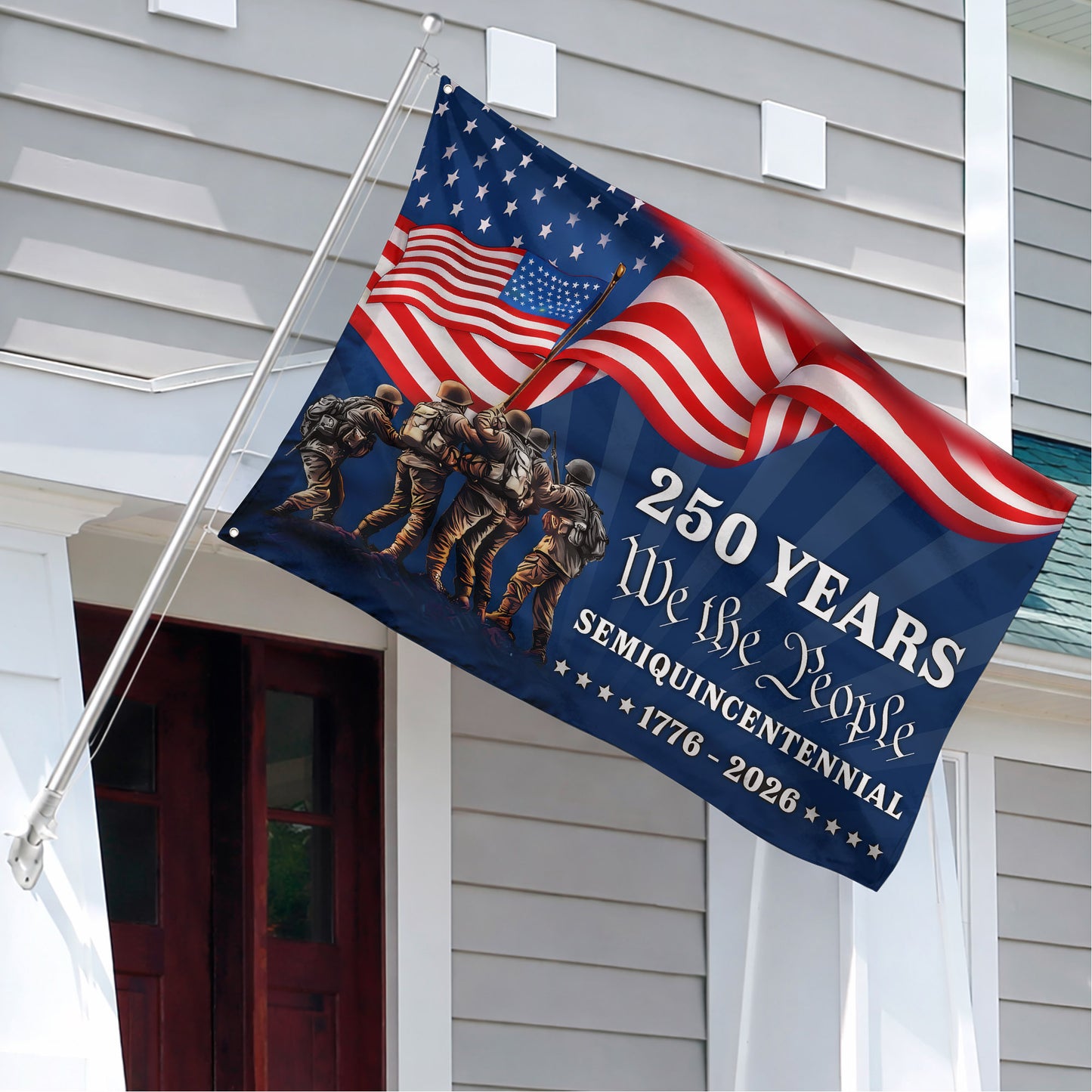 250 Years We The People Semiquincentennial 1776–2026 Military Tribute - House Flag/Garden Flag