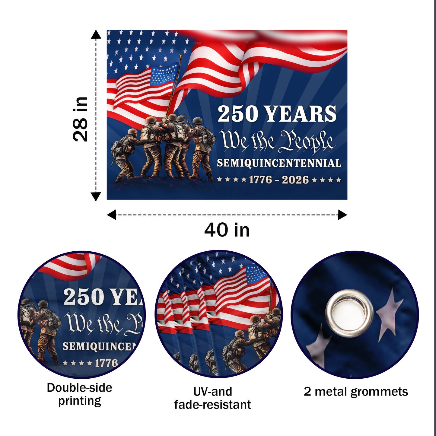 250 Years We The People Semiquincentennial 1776–2026 Military Tribute - House Flag/Garden Flag