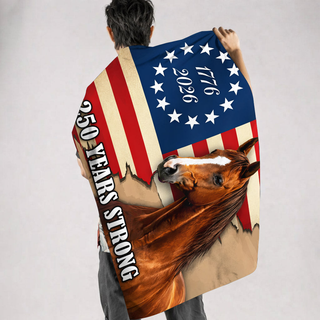 250 Years Strong Horse & Flag (1776–2026)- House Flag/Garden Flag