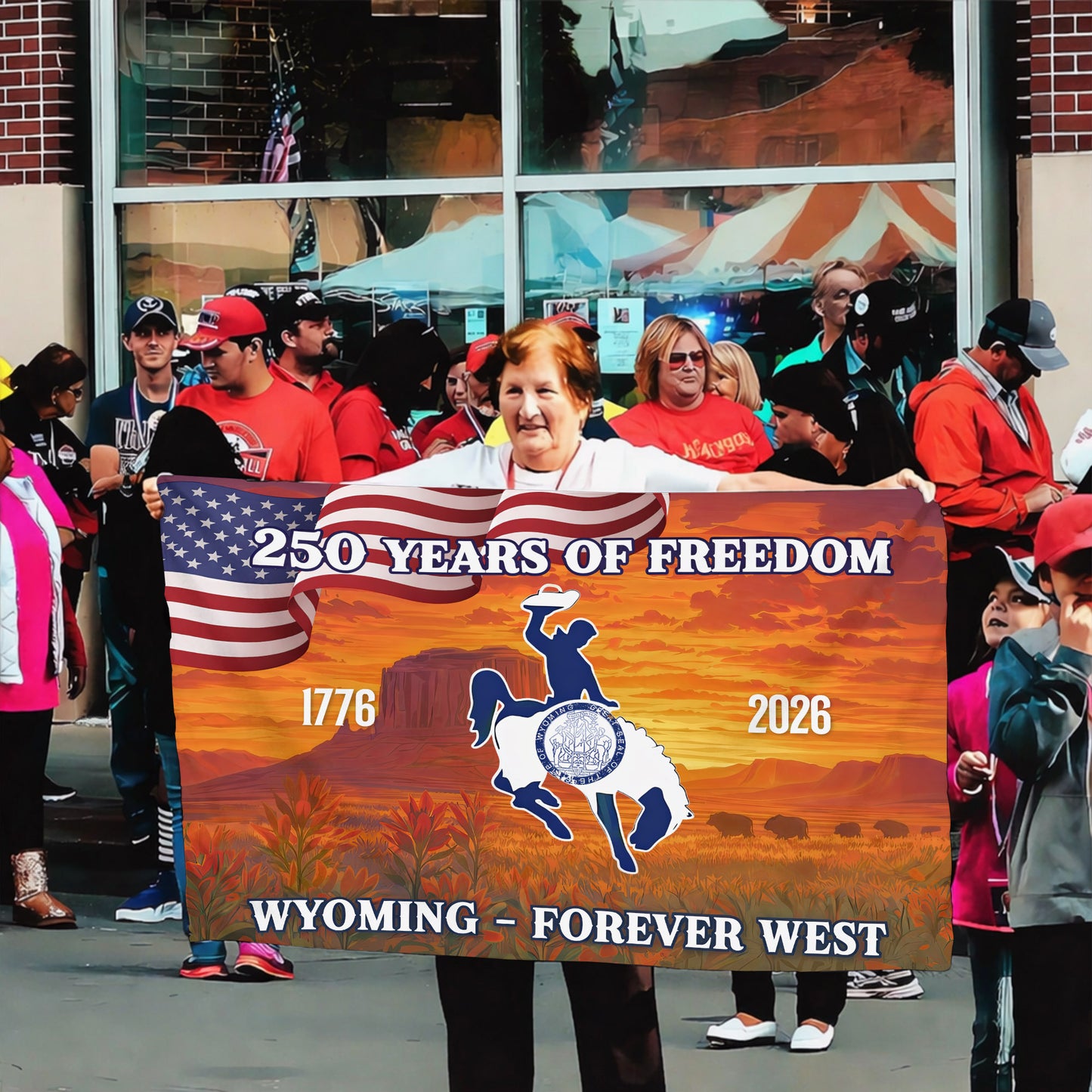Wyoming Forever West 250 Years of Freedom (1776–2026) - House Flag/Garden Flag