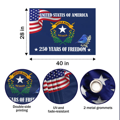 Wyoming Forever West 250 Years of Freedom (1776–2026) - House Flag/Garden Flag