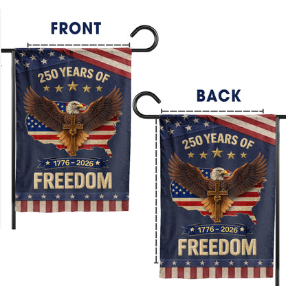 USA 250 Years Freedom Eagle Cross Patriotic Garden Flag 1776–2026