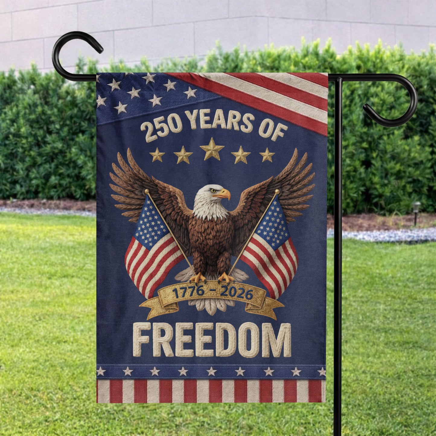 USA 250 Years Freedom Eagle Dual Flag Patriotic Garden Flag 1776–2026