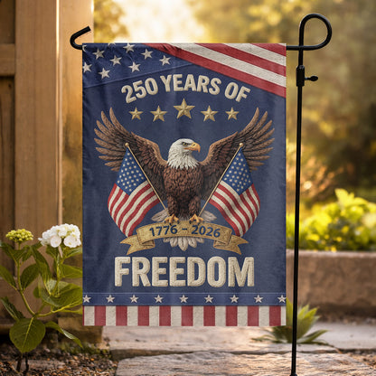 USA 250 Years Freedom Eagle Dual Flag Patriotic Garden Flag 1776–2026