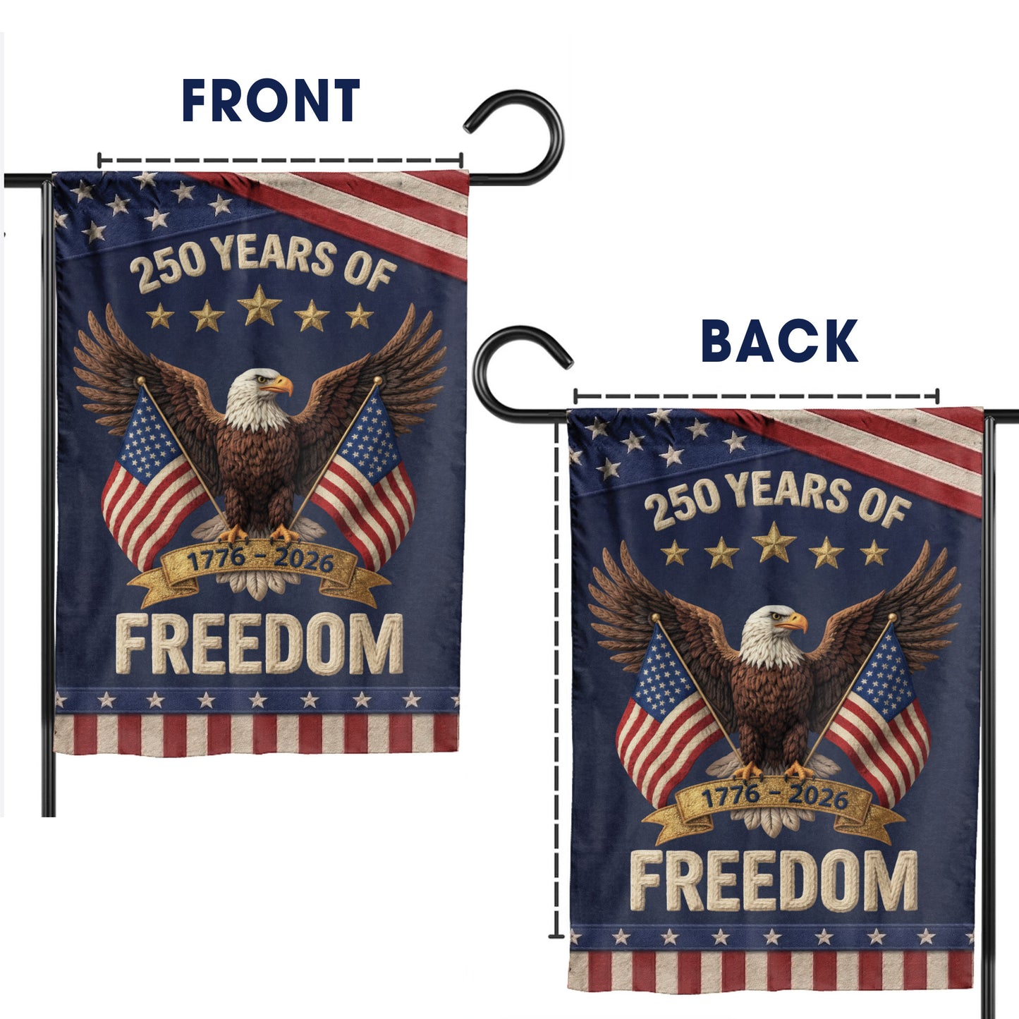 USA 250 Years Freedom Eagle Dual Flag Patriotic Garden Flag 1776–2026