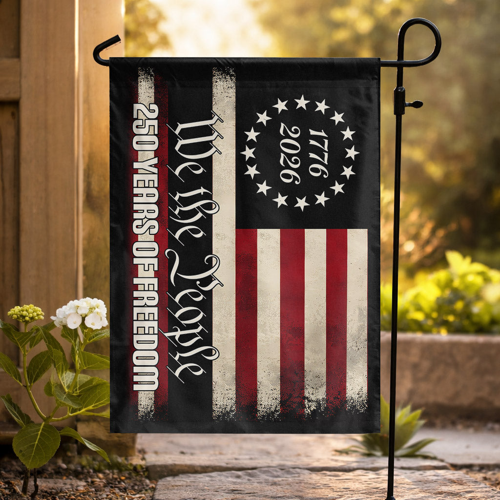 Vintage Black USA 250, We The People (1776–2026)- House Flag/Garden Flag