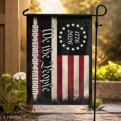 Vintage Black USA 250, We The People (1776–2026)- House Flag/Garden Flag