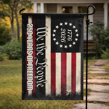 Vintage Black USA 250, We The People (1776–2026)- House Flag/Garden Flag