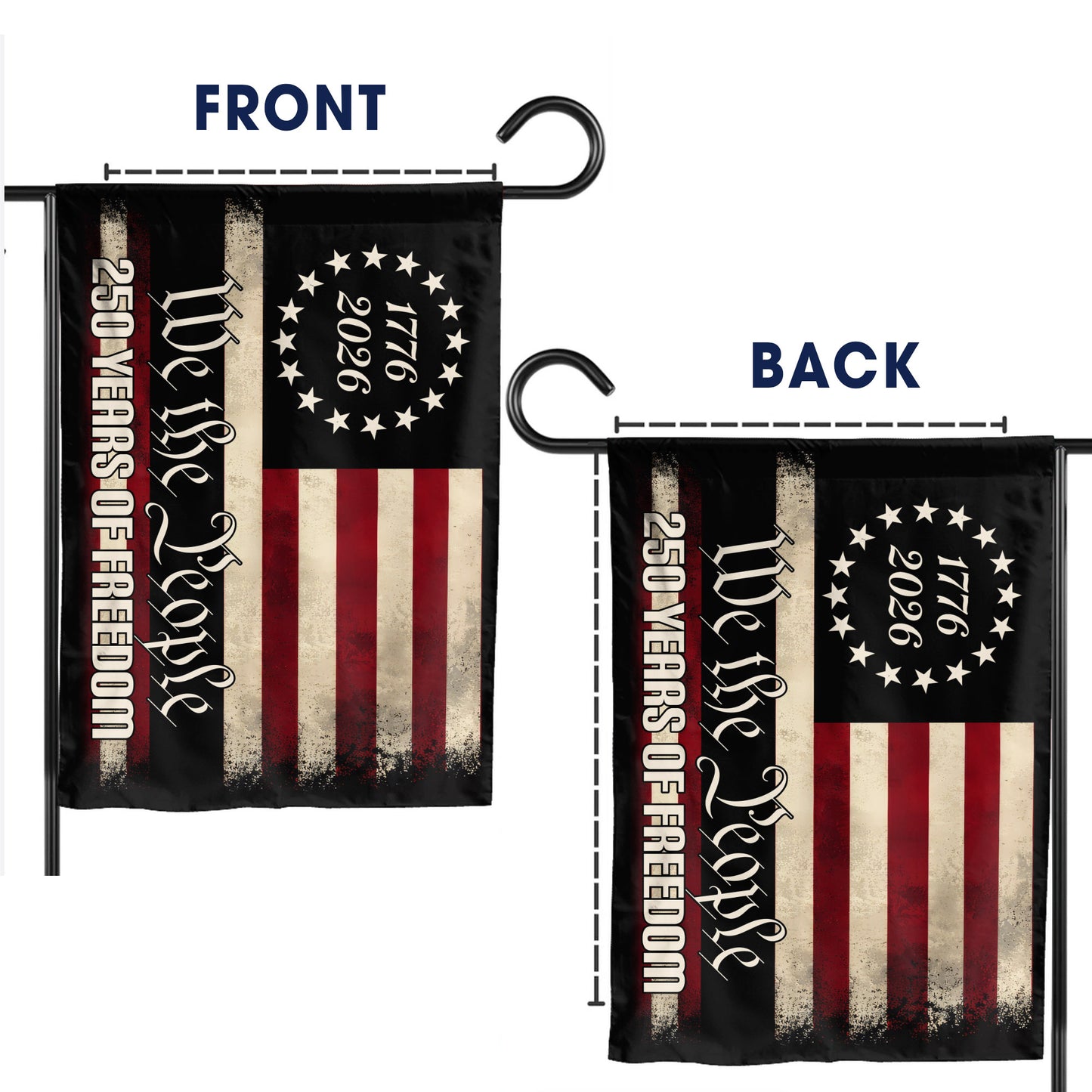 Vintage Black USA 250, We The People (1776–2026)- House Flag/Garden Flag
