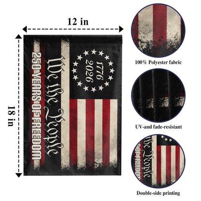 Vintage Black USA 250, We The People (1776–2026)- House Flag/Garden Flag