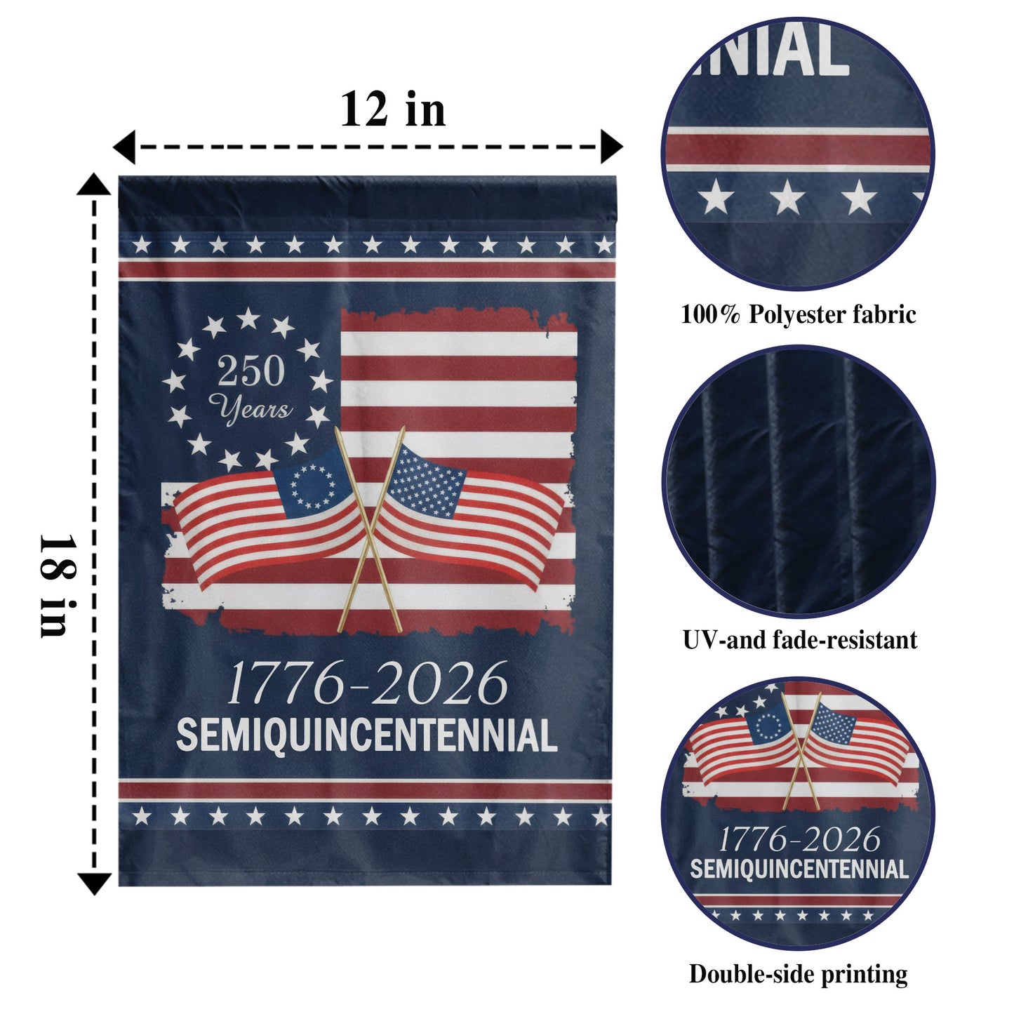 Semiquincentennial 1776–2026 - House Flag/Garden Flag