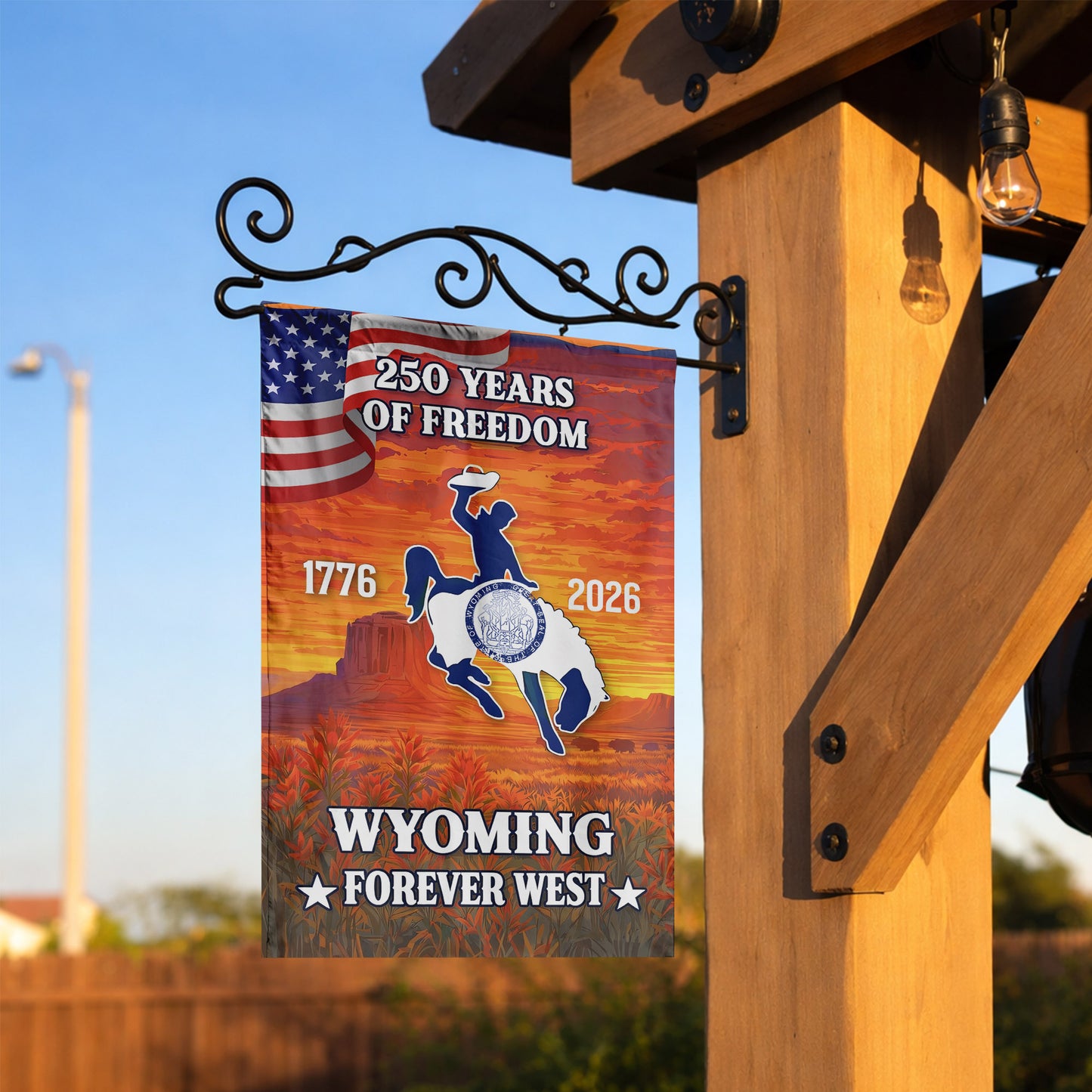 Wyoming Forever West 250 Years of Freedom (1776–2026) - House Flag/Garden Flag