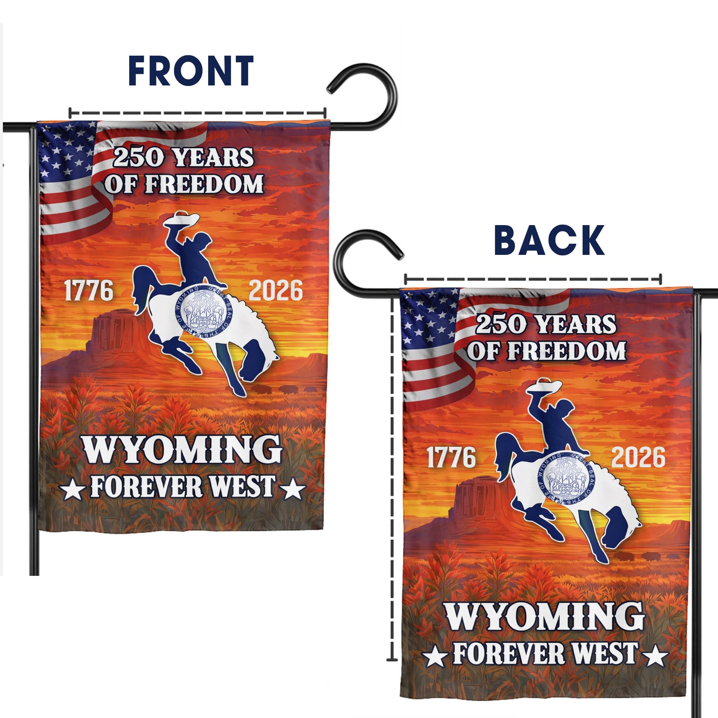 Wyoming Forever West 250 Years of Freedom (1776–2026) - House Flag/Garden Flag