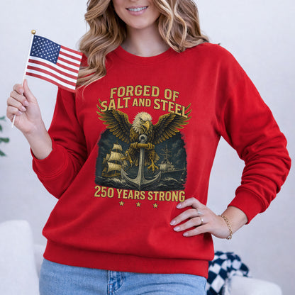 Forged Of Salt And Steel Navy Eagle – America 250th Anniversary – Unisex Tshirt Gildan / Tshirt Comfort / V-neck/ Hoodie / Sweatshirt