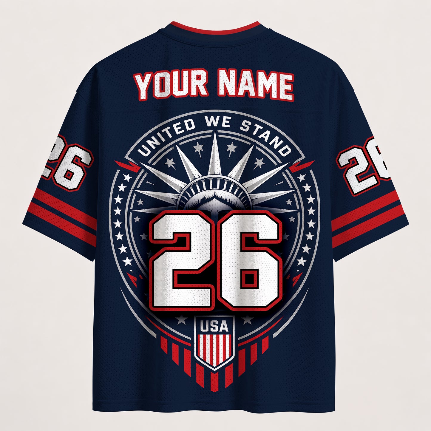 Personalized USA Eagle Football Jersey – Custom Name & Number Patriotic Mesh V-Neck Shirt