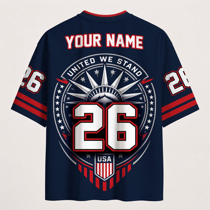 Personalized USA Eagle Football Jersey – Custom Name & Number Patriotic Mesh V-Neck Shirt