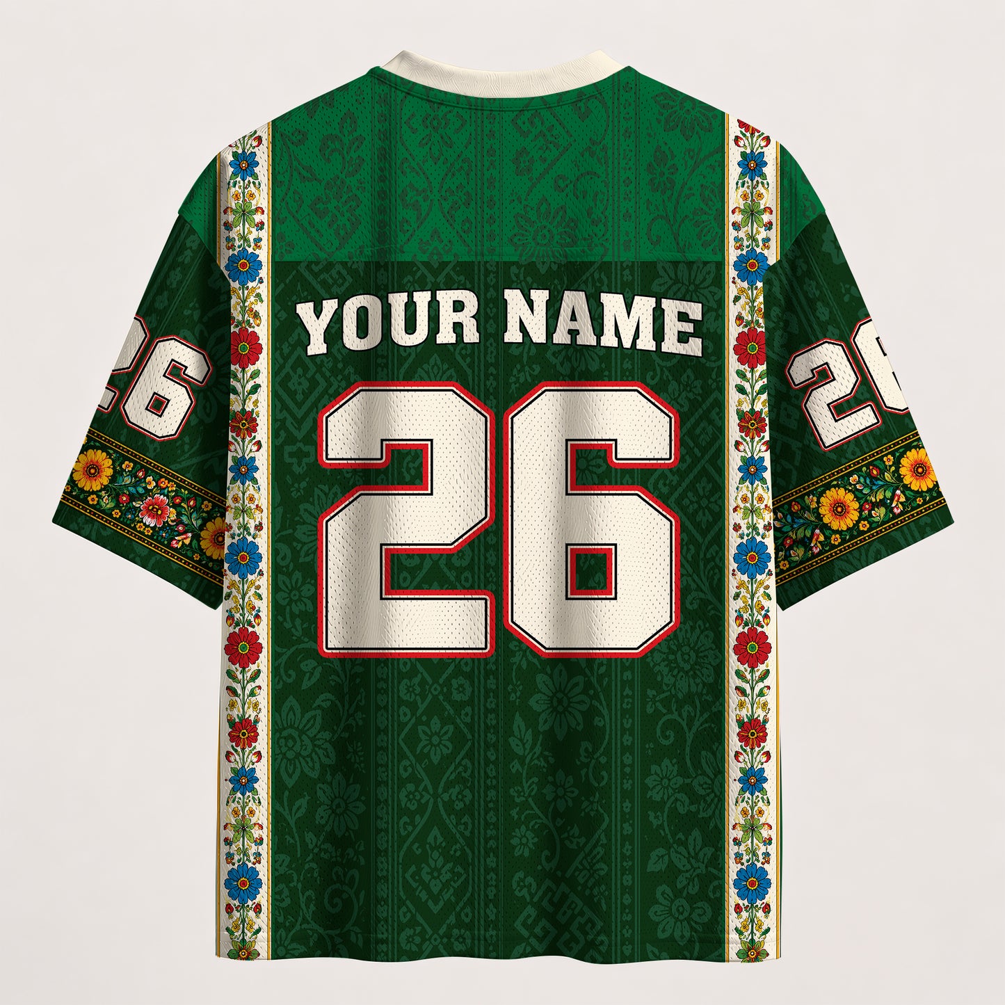 Mexico Football Jersey - Custom Name & Number Patriotic Mesh V-Neck Shirt