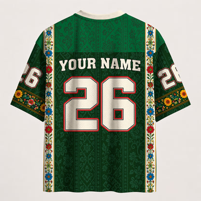 Mexico Football Jersey - Custom Name & Number Patriotic Mesh V-Neck Shirt