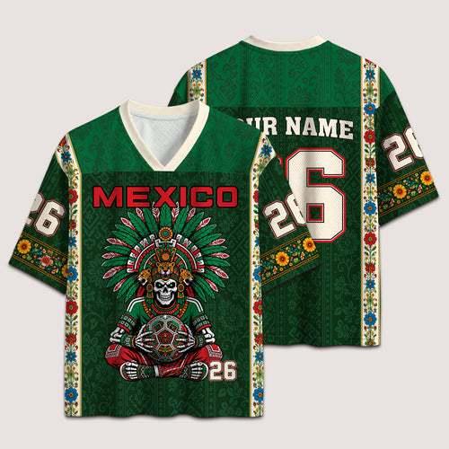 Mexico Football Jersey - Custom Name & Number Patriotic Mesh V-Neck Shirt