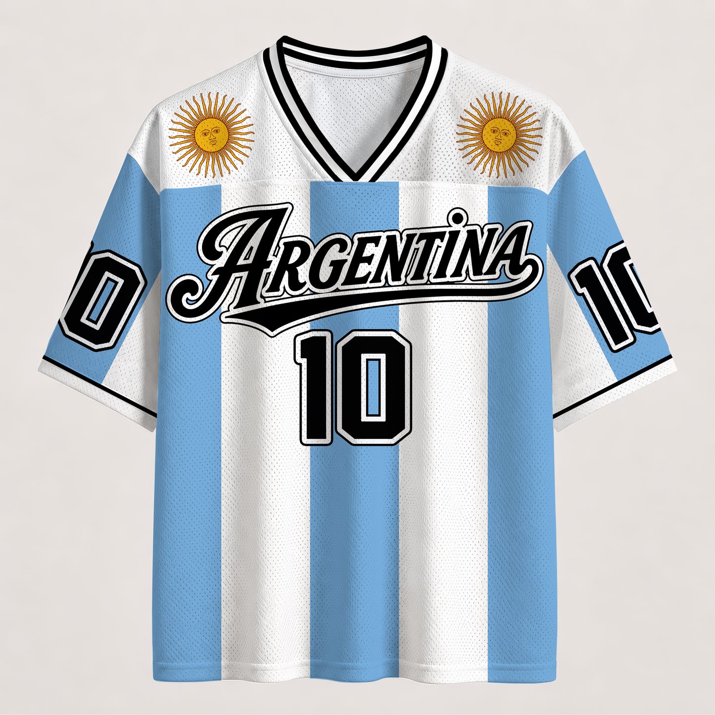 Argentina Football Jersey - Custom Name & Number Patriotic Mesh V-Neck Shirt