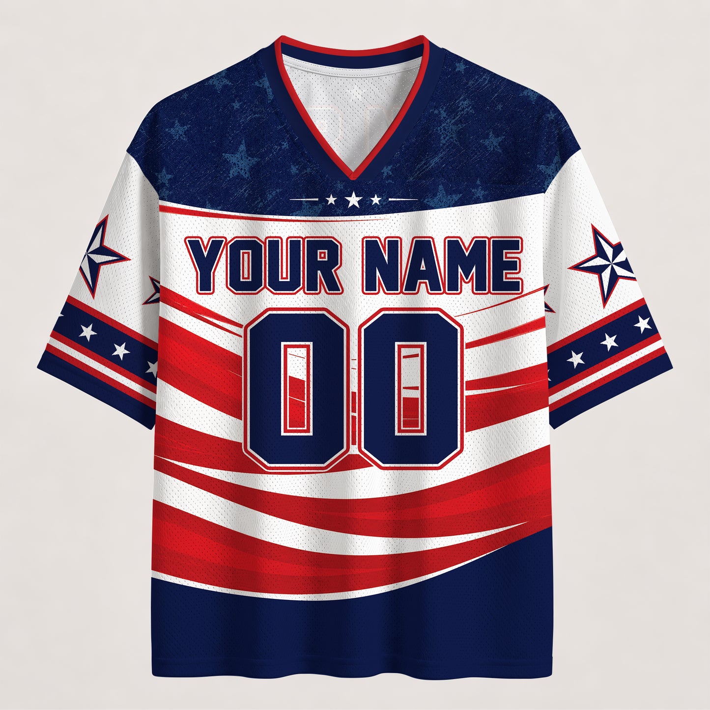 USA Patriotic Football Jersey - Custom Name & Number Patriotic Mesh V-Neck Shirt