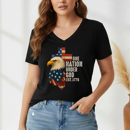 One Nation Under God Est 1776 – Faith & Freedom – Unisex Tshirt Gildan / Tshirt Comfort / V-neck/ Hoodie / Sweatshirt